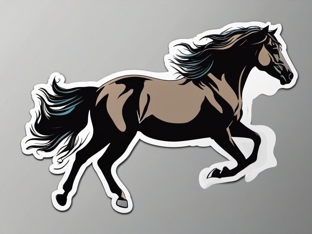 Horse Sticker - A galloping horse with flowing mane. ,vector color sticker art,minimal