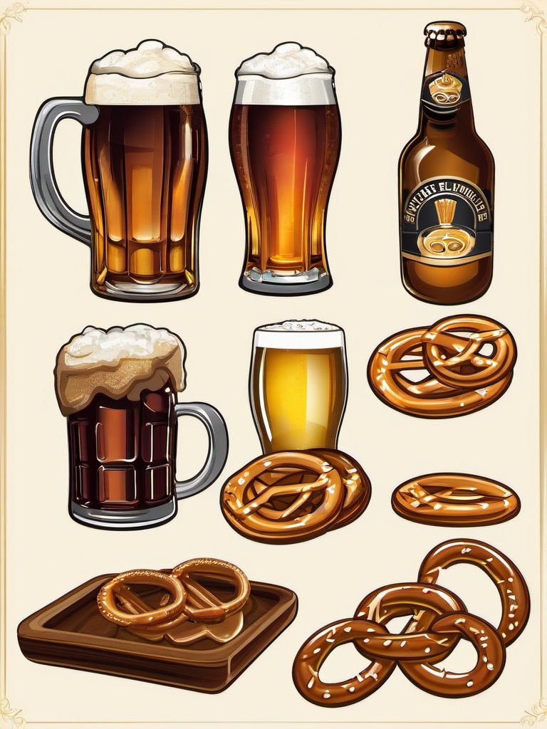 Beer clipart - beer and pretzels  vector clipart