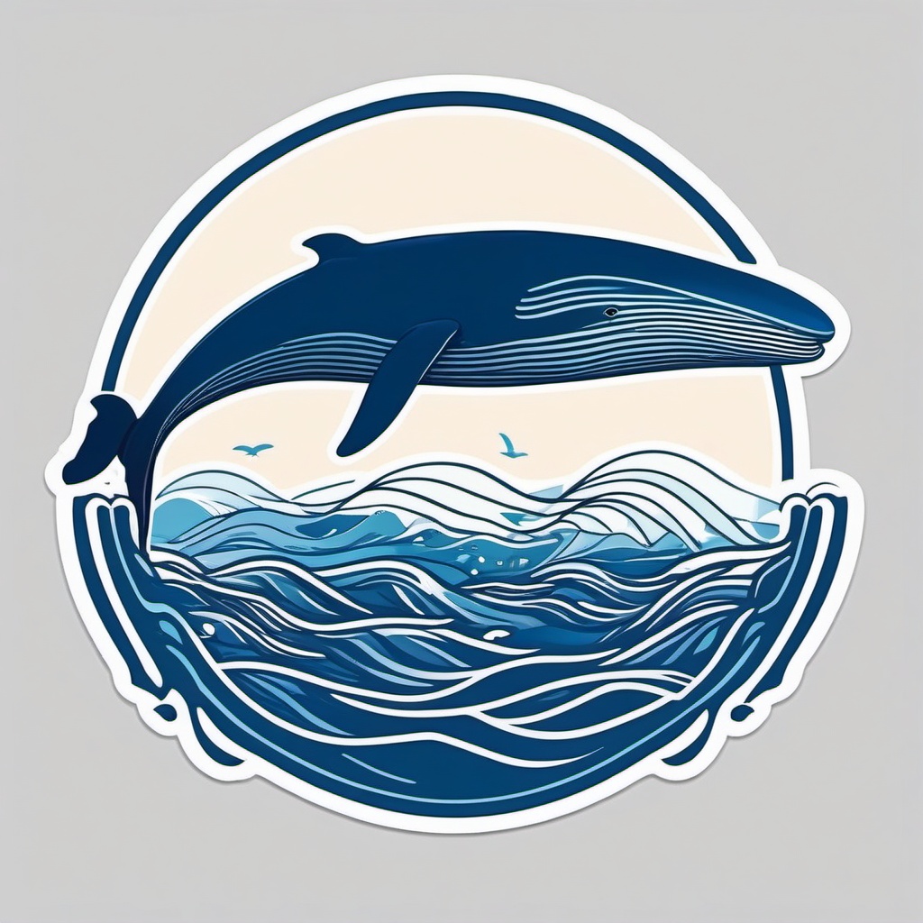 Blue Whale Sticker - A massive blue whale swimming in the ocean. ,vector color sticker art,minimal