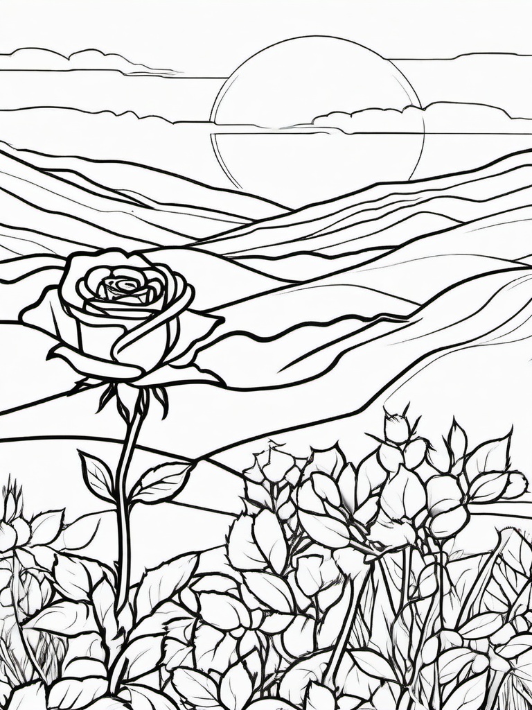 Rose Coloring Pages - Rose in the desert  simple coloring pages