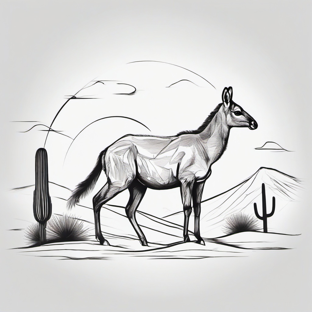 drawing of a desert animal  minimal rough sketch scribbles,doodles,black and white