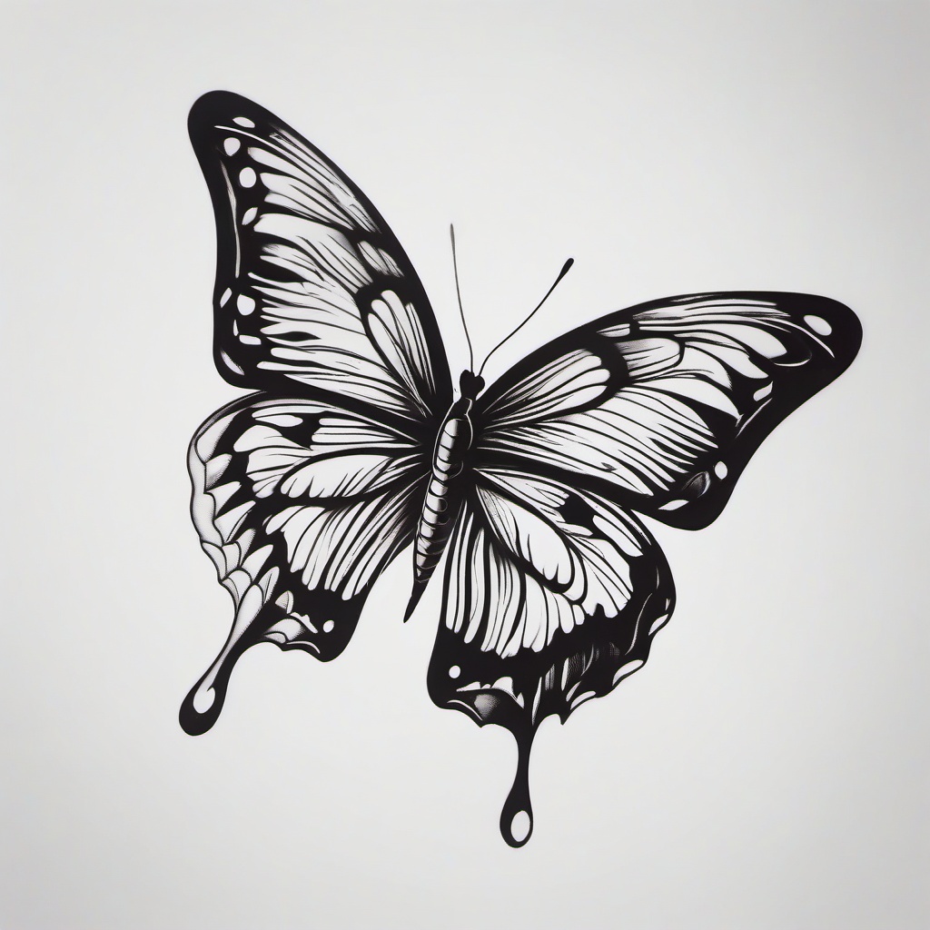 butterfly tattoo blackwork  simple color tattoo, minimal, white background