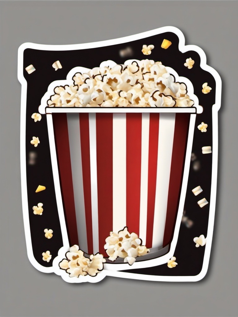 Filmstrip and popcorn bucket sticker- Movie night delight, , sticker vector art, minimalist design