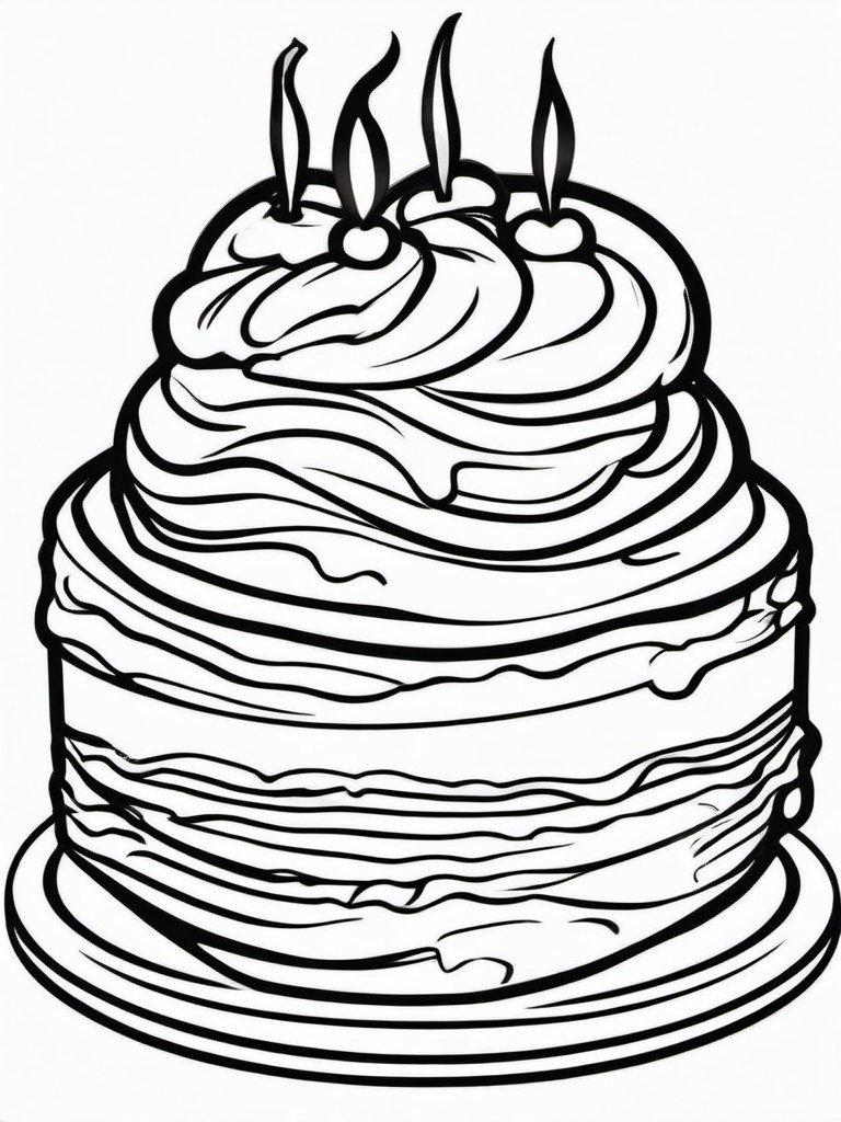 Cake Coloring Pages - Chocolate lava cake with oozing center  simple coloring pages