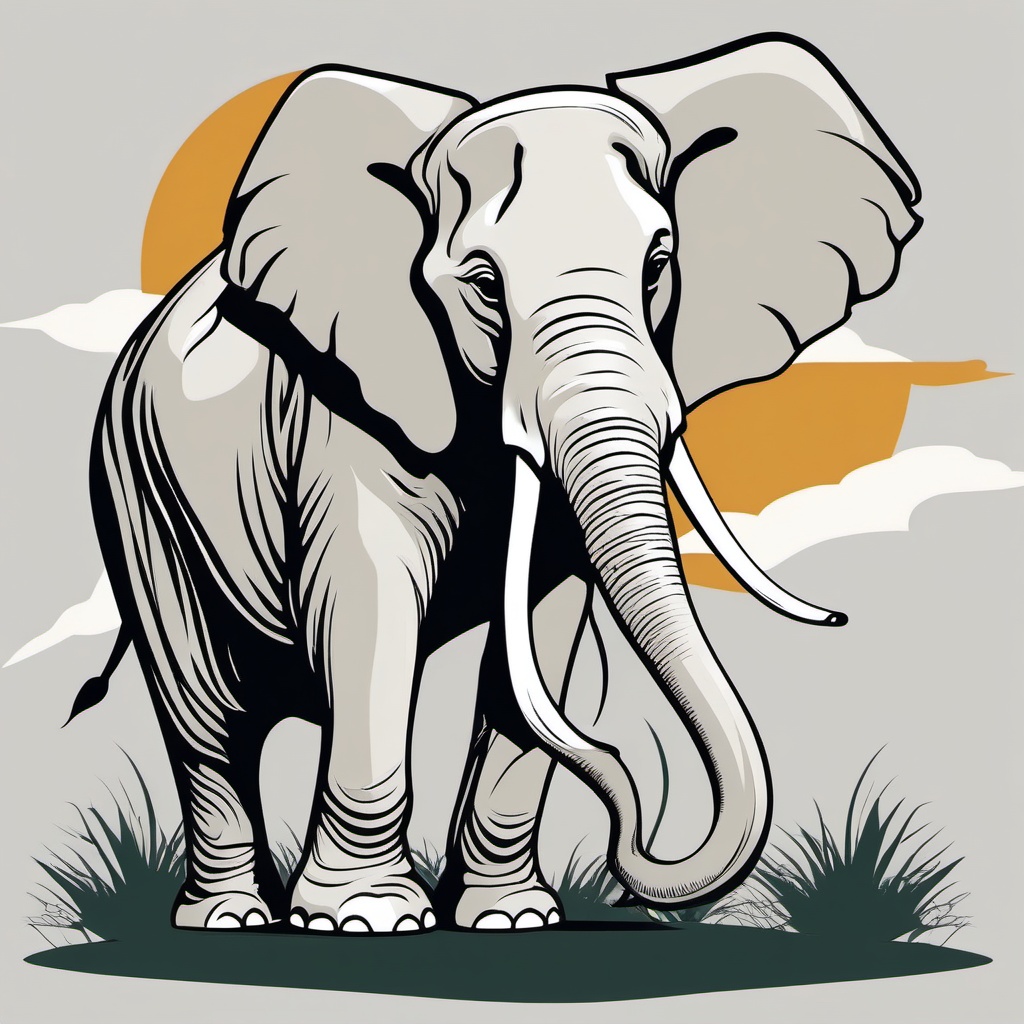 Elephant clipart - Gentle giant of the safari with impressive tusks, ,vector color clipart,minimal