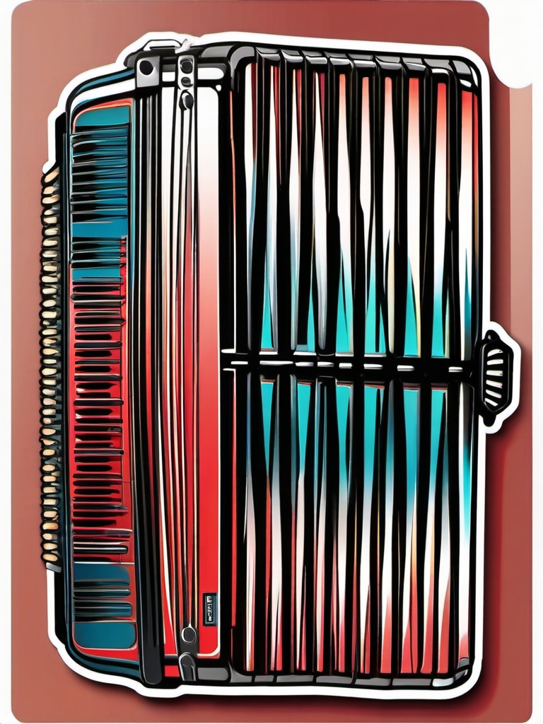 Accordion Sticker - Squeezing out lively and rhythmic melodies on the accordion, , sticker vector art, minimalist design