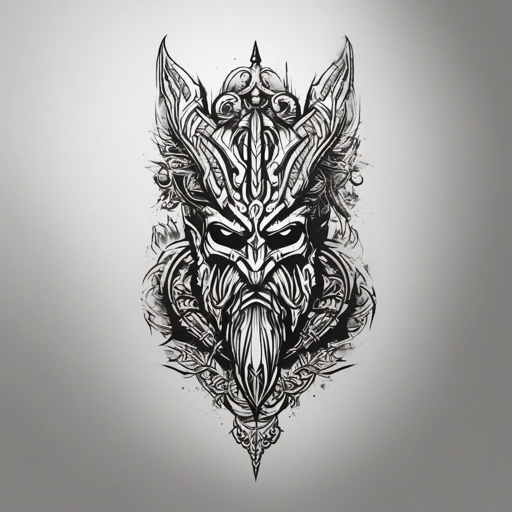 GOW Tattoo - A tattoo featuring elements from the 'God of War' series.  simple color tattoo design,white background