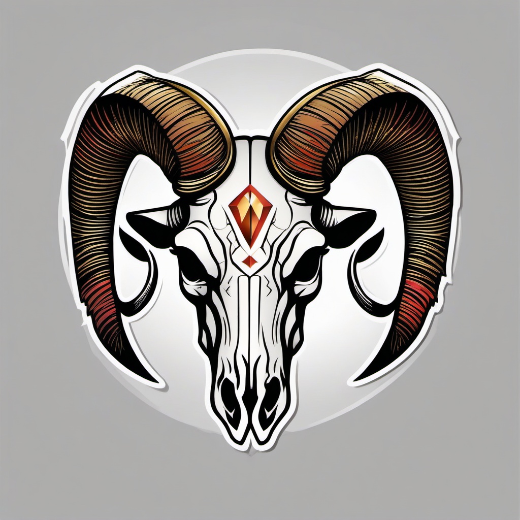 aries ram skull tattoo  simple vector color tattoo