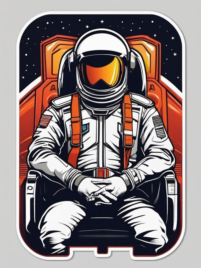 Spaceship Captain Sticker - Captain at the helm of a starship, ,vector color sticker art,minimal