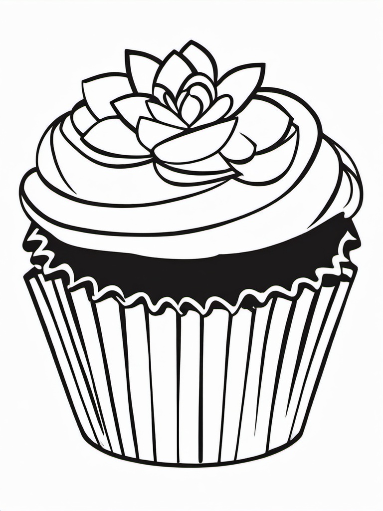 Cupcake Coloring Pages - Cupcake shaped like a flower  simple coloring pages