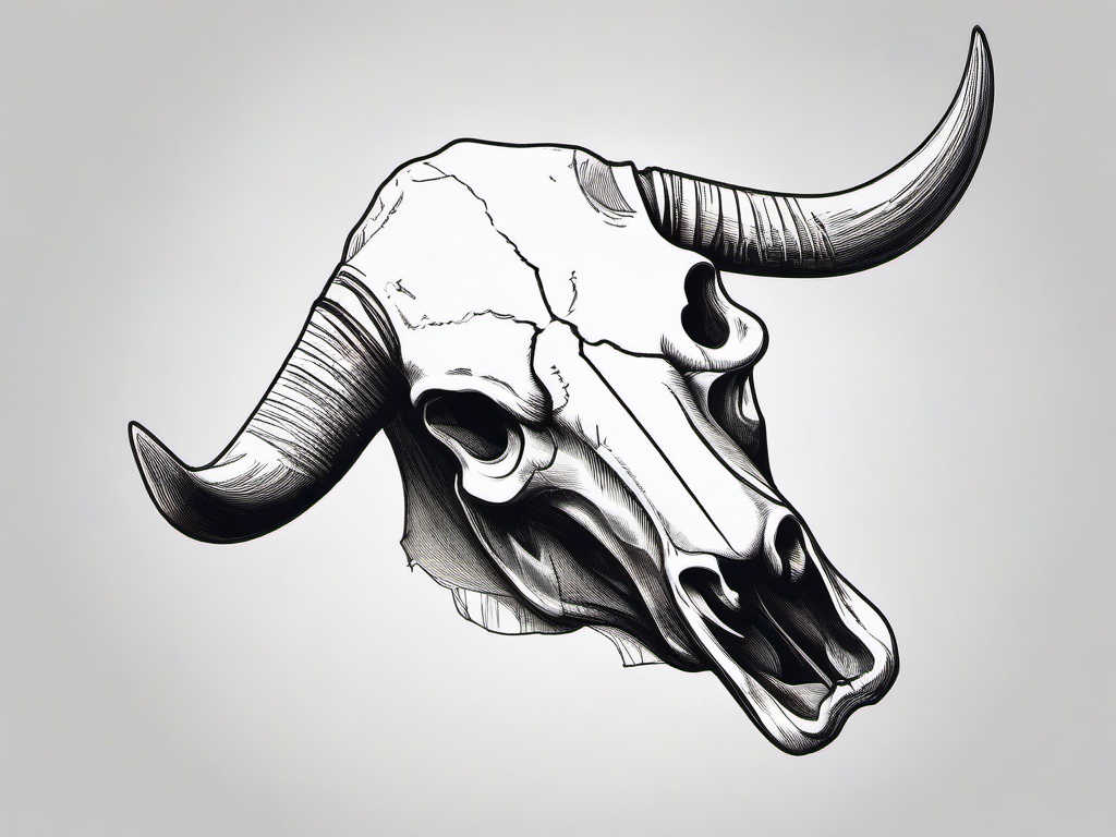 drawing of bull skull  minimal rough sketch scribbles,doodles,black and white