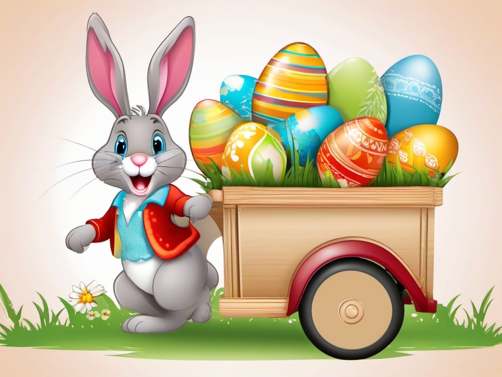 Easter clipart - Easter bunny delivering eggs  