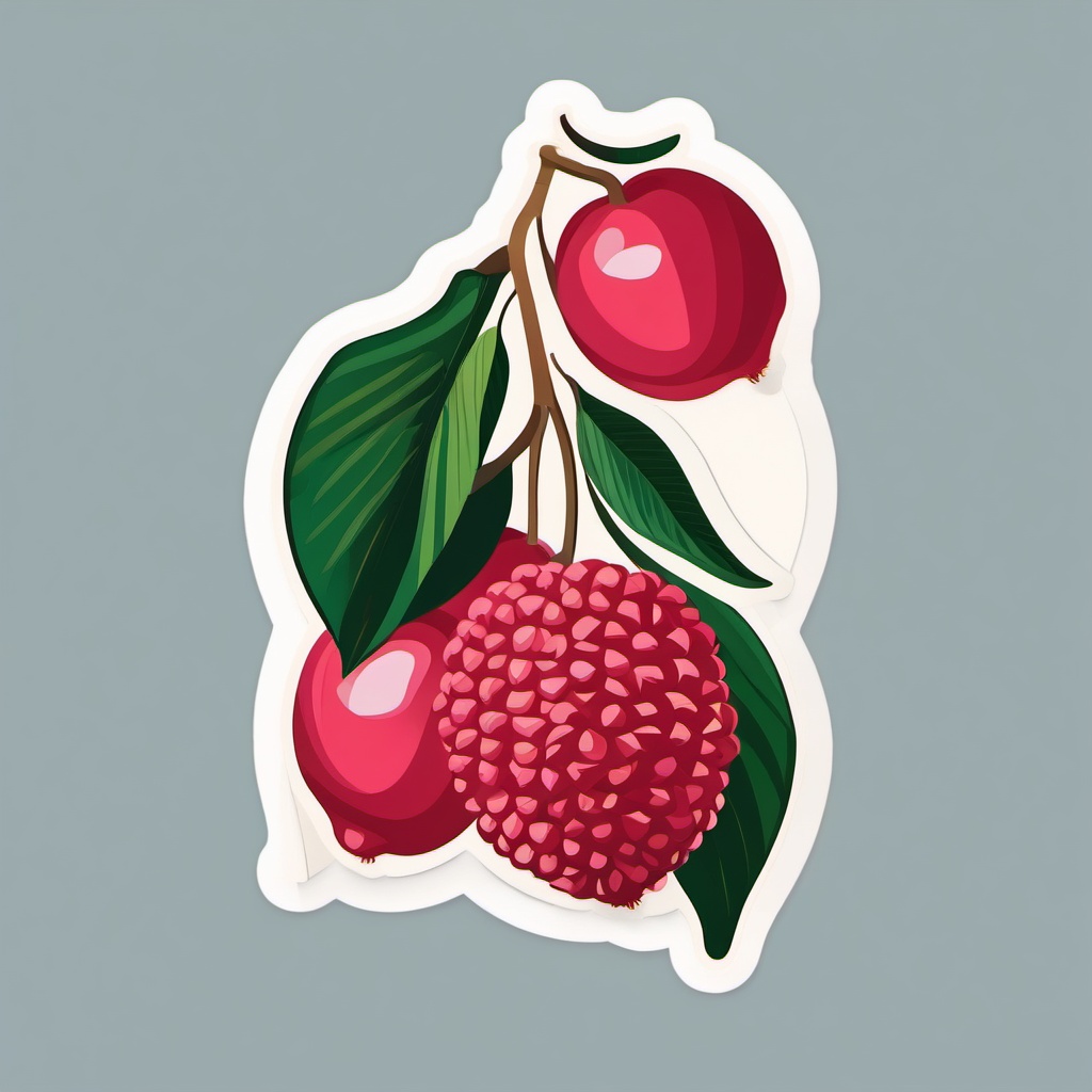 Lychee Fruit Sticker - Exotic and fragrant, a lychee fruit-patterned delight, , sticker vector art, minimalist design