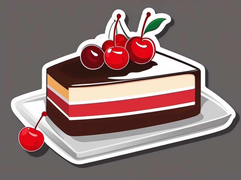 Cake Slice with Cherry Sticker - Cake slice adorned with a cherry, ,vector color sticker art,minimal