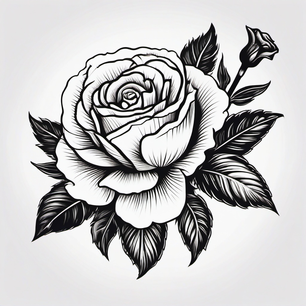 Carnation Rose Tattoo,Timeless beauty of carnations with the classic elegance of roses in a tattoo, symbolizing love and passion.  simple color tattoo,minimal vector art,white background