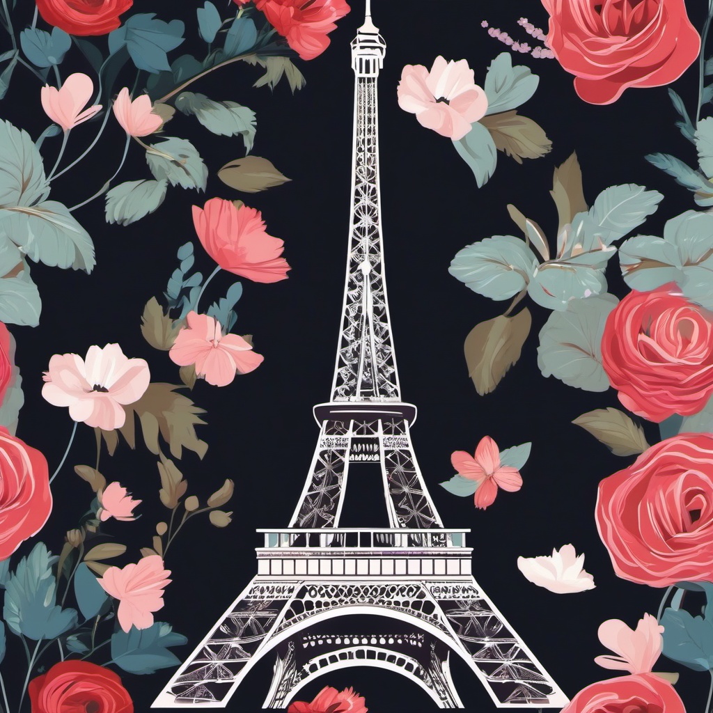 Paris clipart - Eiffel Tower in Paris with romantic atmosphere, ,color clipart vector style