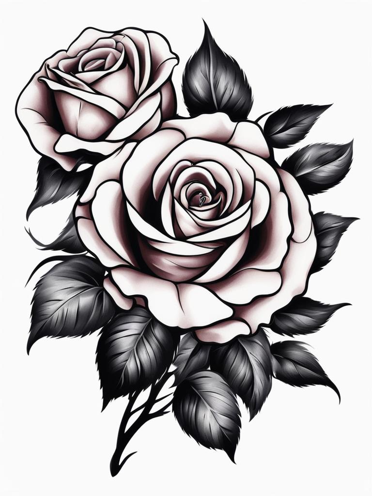 Dead rose tattoo, Tattoos featuring withered or dead roses.  color, tattoo patterns, white clean background