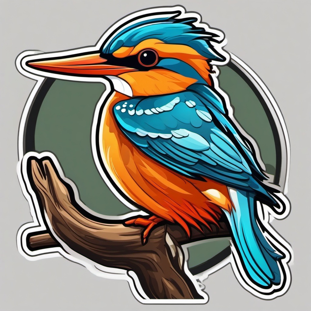 Kingfisher cartoon - colorful fishing bird  cartoon sticker style