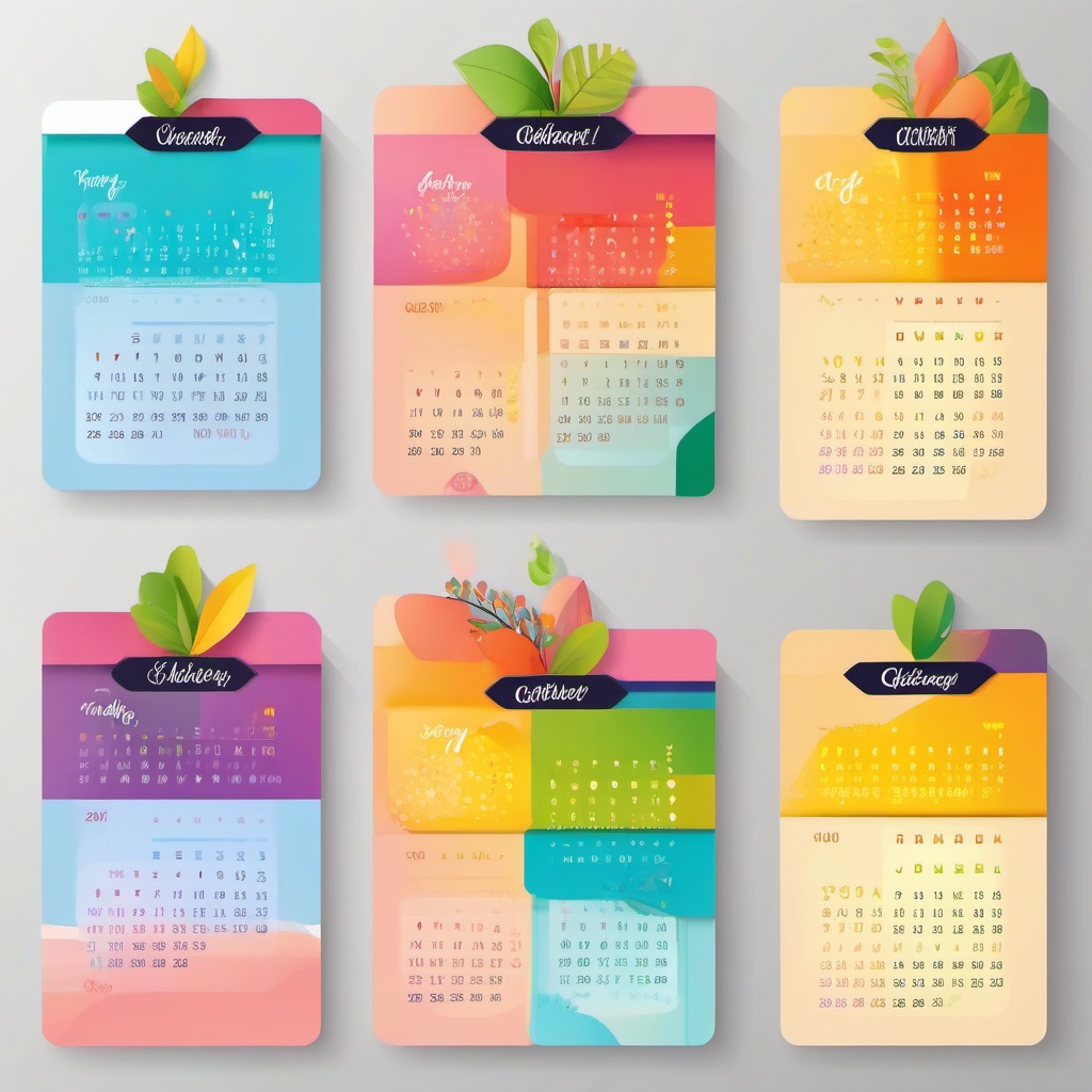 Calendar clipart - inspirational calendar with daily goals  color,minimalist,vector clipart