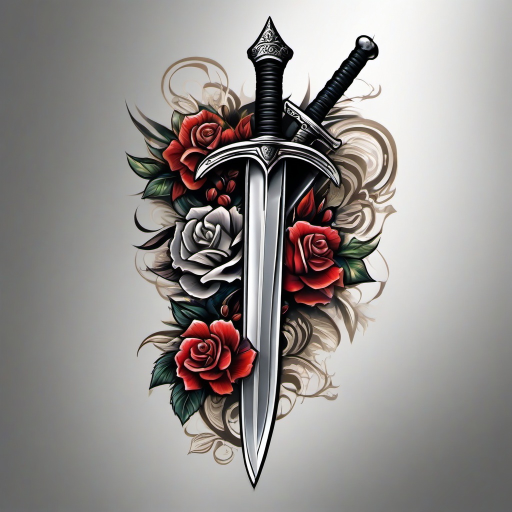 realistic sword tattoo  simple vector color tattoo