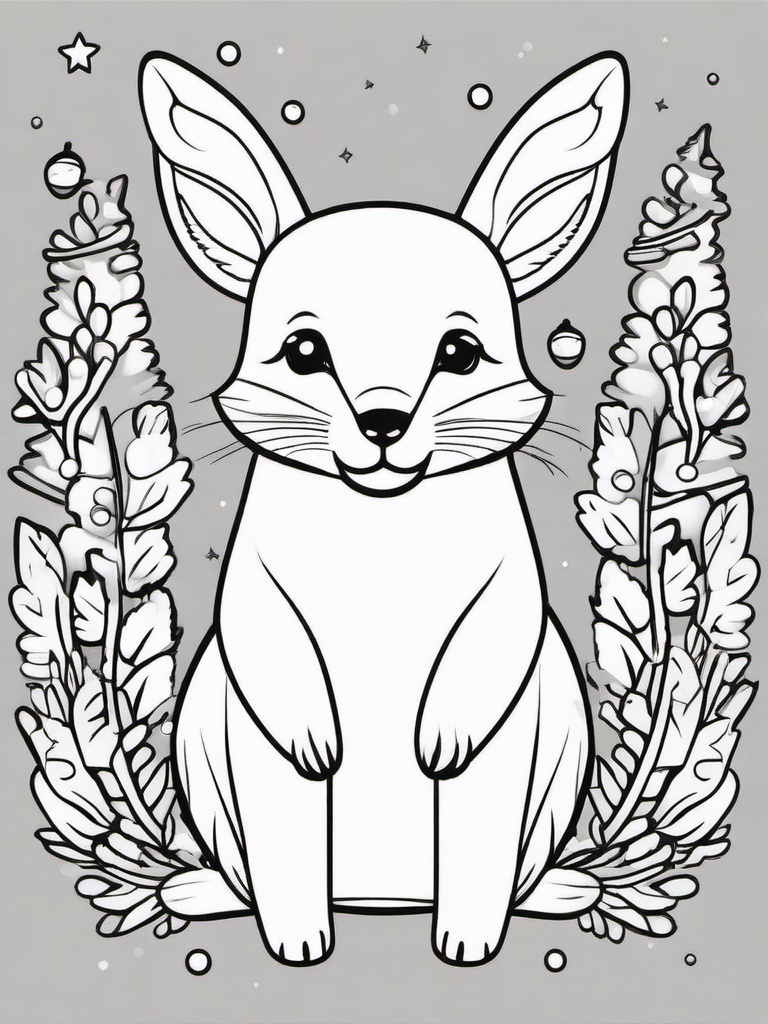 Festive Animals Coloring Pages - Cute Creatures Celebrating Christmas  minimal black outline printable sheet, coloring page