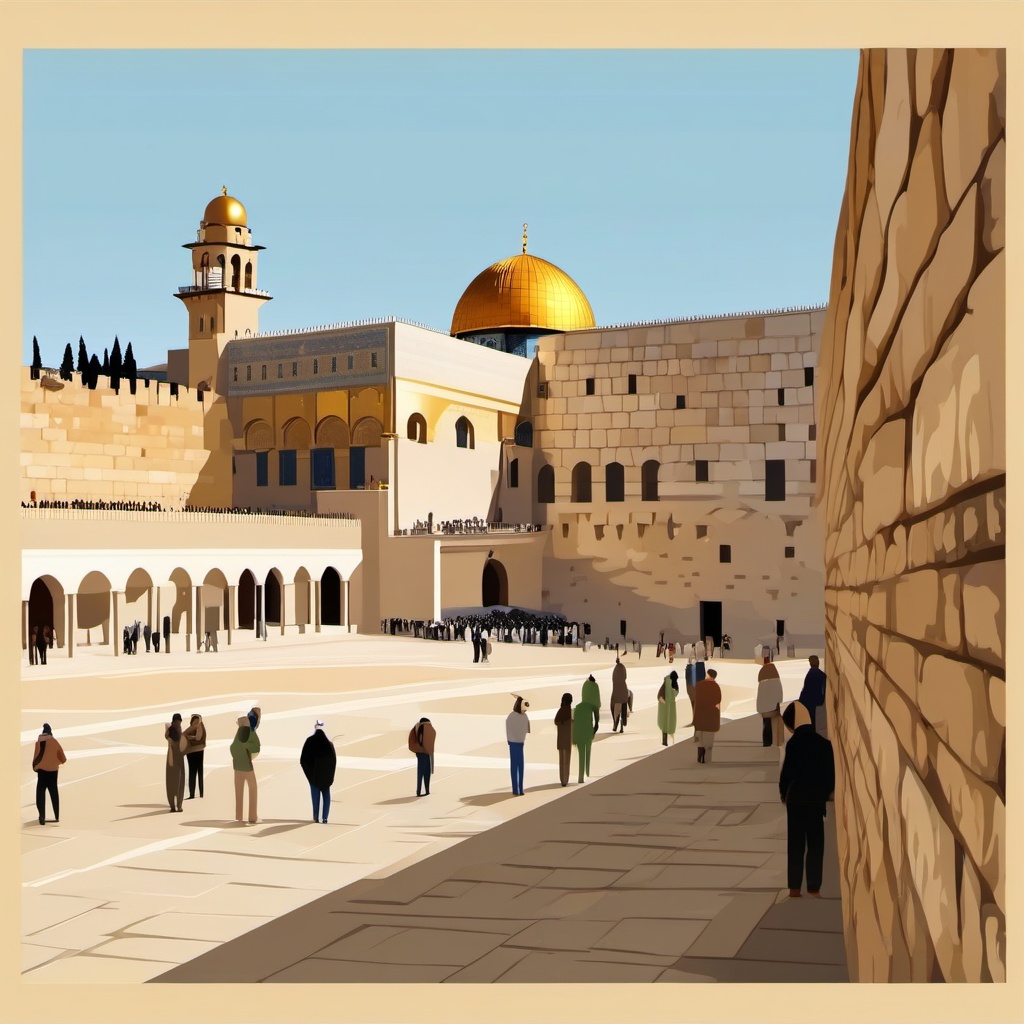 Jerusalem clipart - Western Wall and Dome of the Rock in Israel, ,color clipart vector style