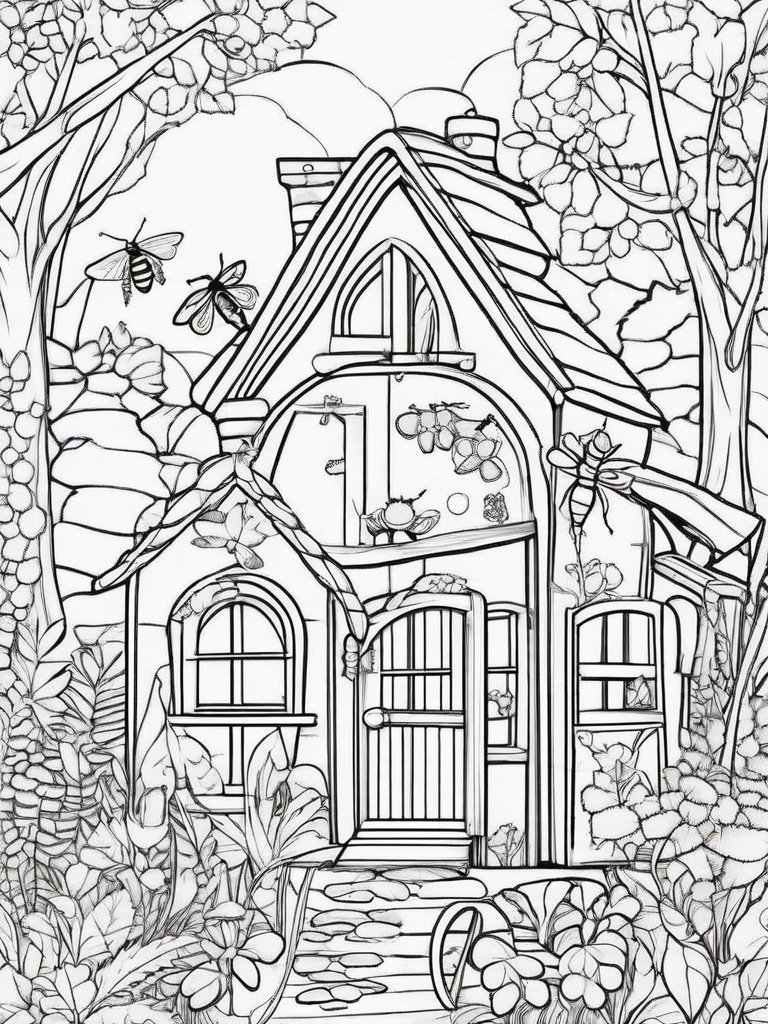 Bug Coloring Pages - Bug house filled with different kinds of insects  simple coloring pages