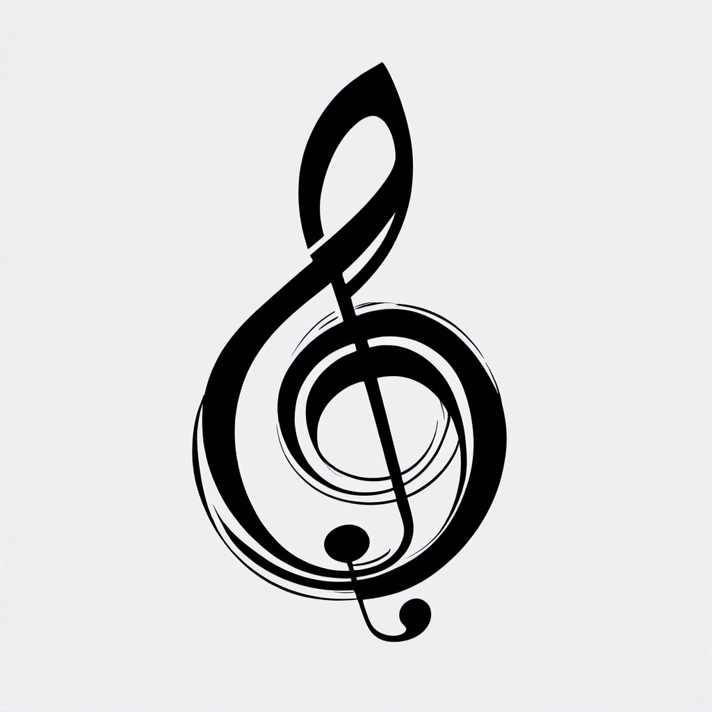 Music Note Tattoo - A musical note tattoo in harmony  few color tattoo design, simple line art, design clean white background