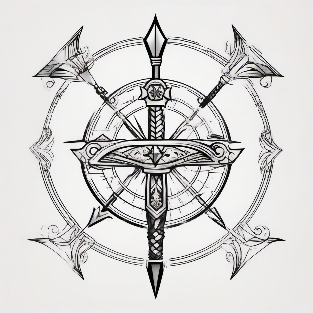 Sagittarius arrow  ,tattoo design, white background