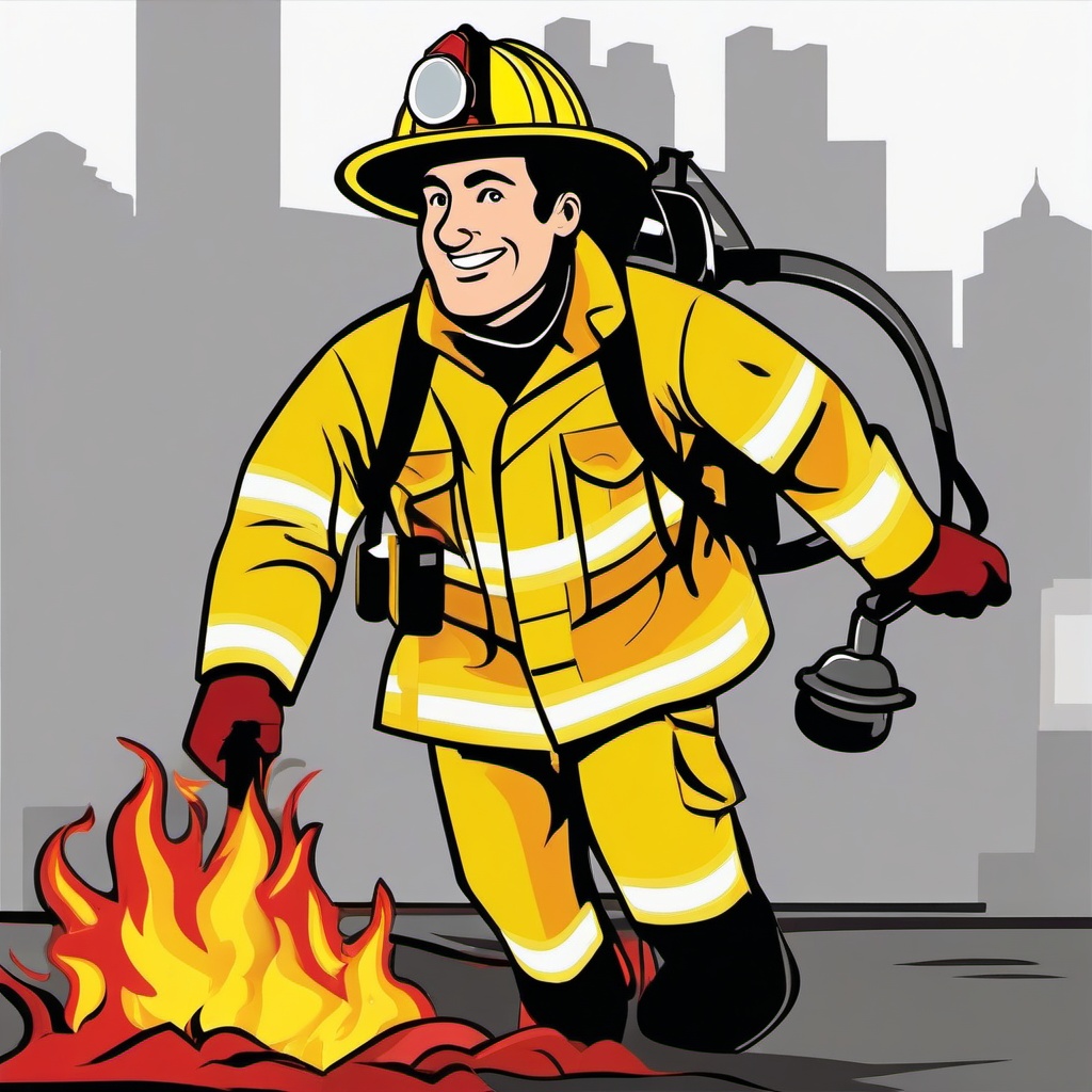 Fireman clipart - heroic act by fireman  vector clipart