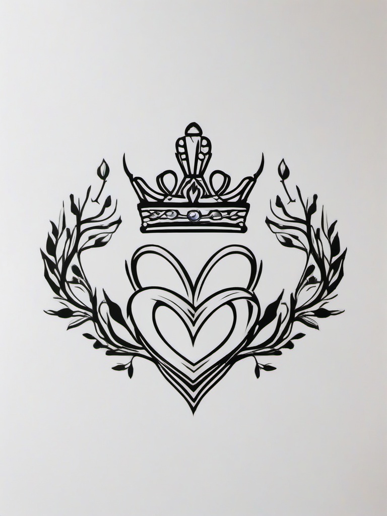 simple irish claddagh tattoo  simple color tattoo,minimal,white background