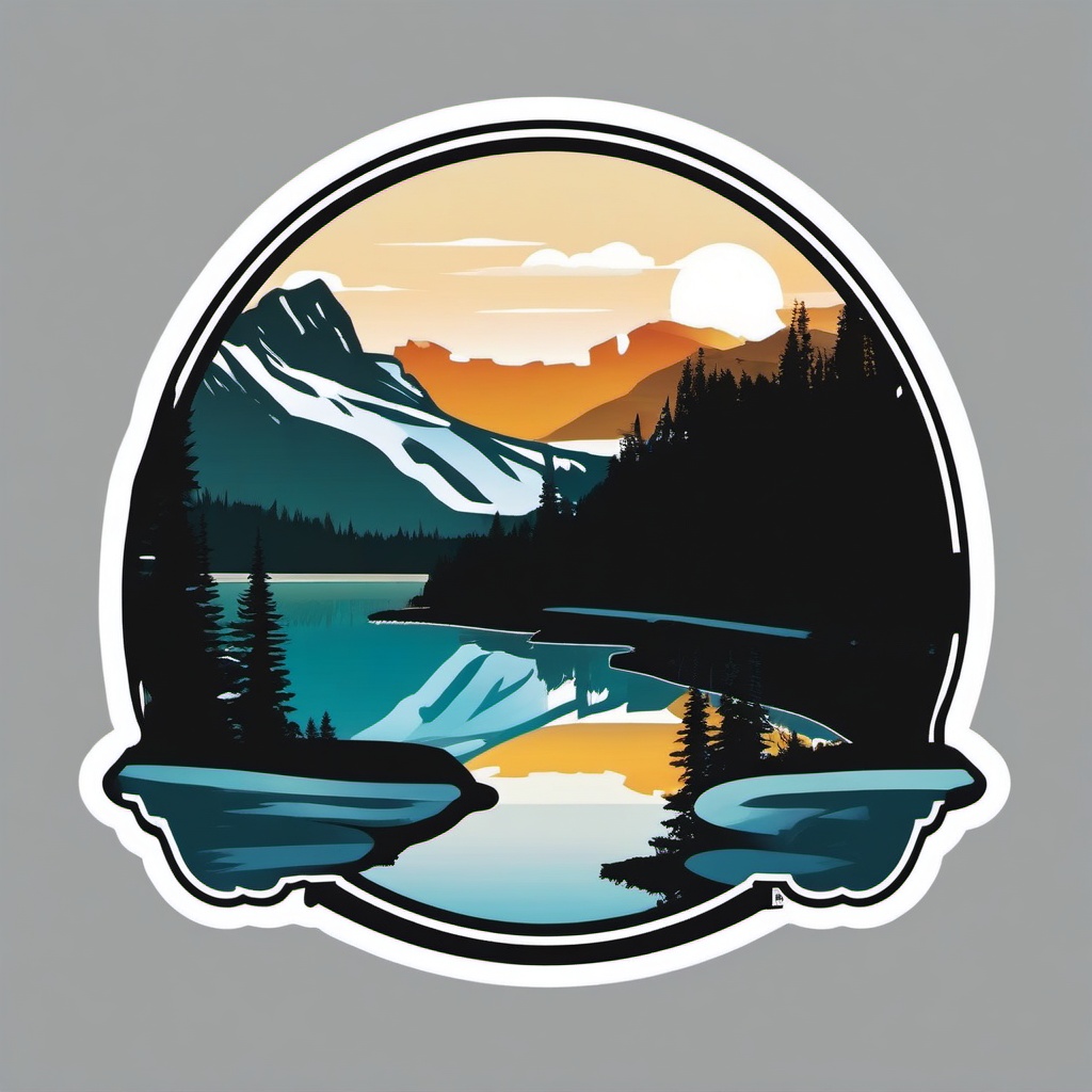 Glacier National Park sticker- Pristine wilderness in Montana along the Canadian border, , sticker vector art, minimalist design