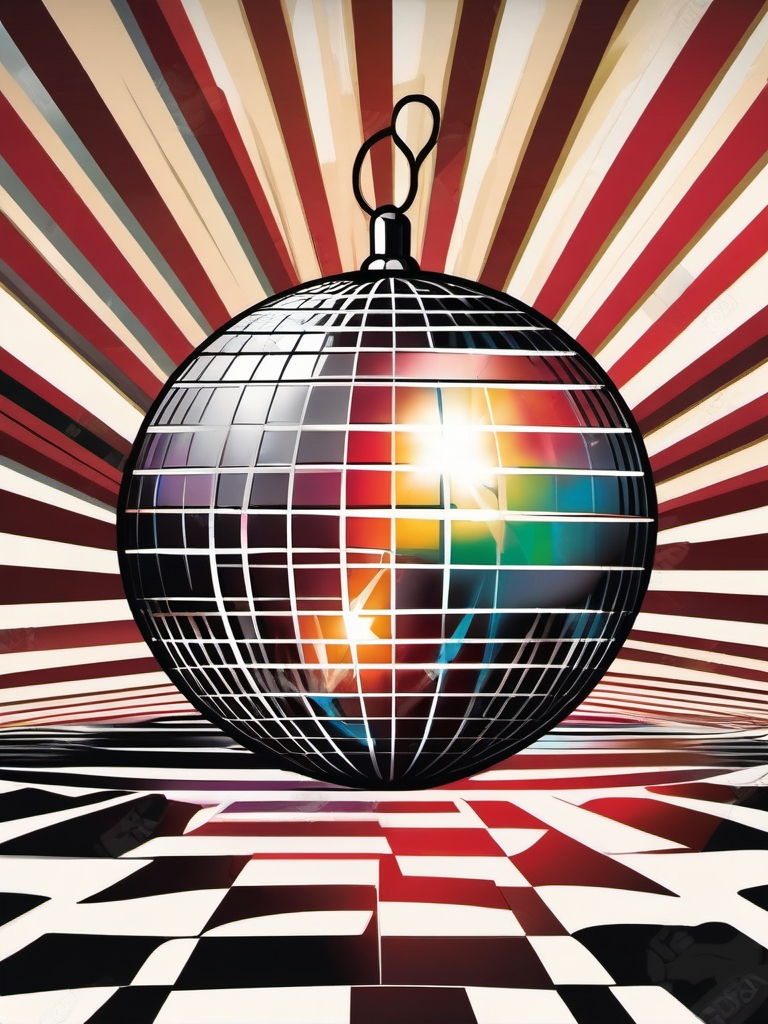 Retro Dance Floor - Transport yourself to a retro dance floor with a tattoo showcasing a spinning disco ball.  tattoo style, white background