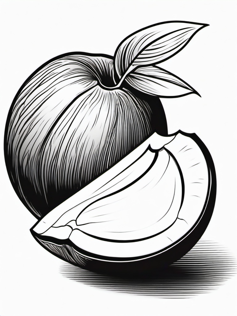 Fruit Coloring Pages - Whole coconut with one half opened  simple coloring pages