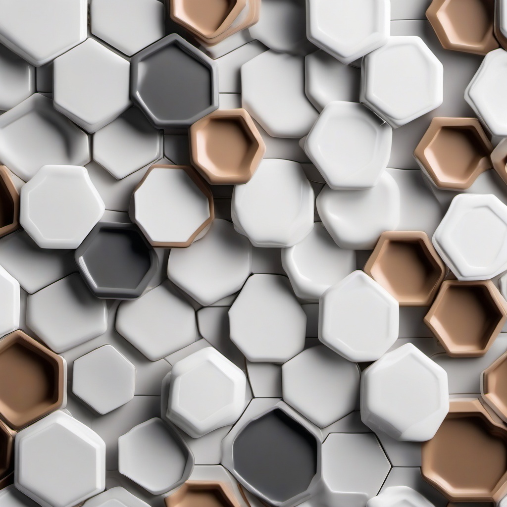 Porcelain hexagonal tile layout top view, product photoshoot realistic background, hyper detail, high resolution