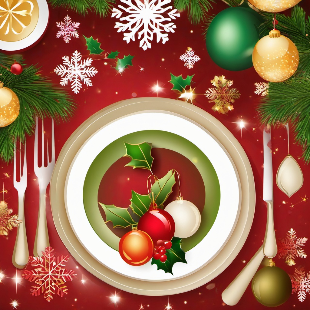 Merry Christmas clipart - Christmas dinner table setting  