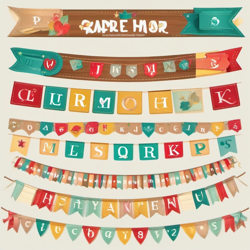 Banner clipart - handmade banner with letters and designs  