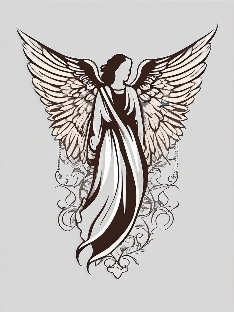 Guardian Angel In Memory Tattoos Small - Create a small yet meaningful in-memory guardian angel tattoo.  minimalist color tattoo, vector