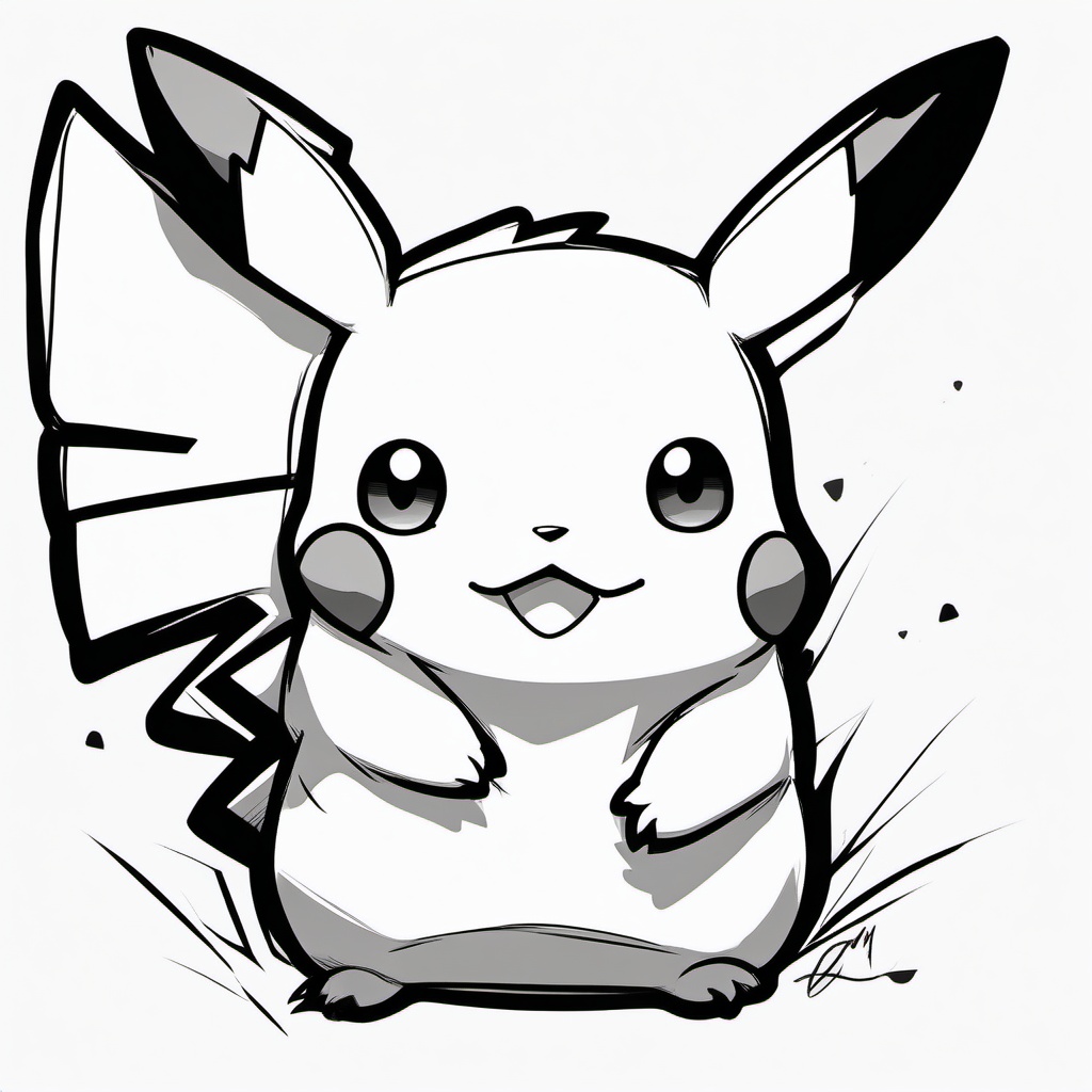 easy sketch of pikachu  minimal rough sketch scribbles,doodles,black and white