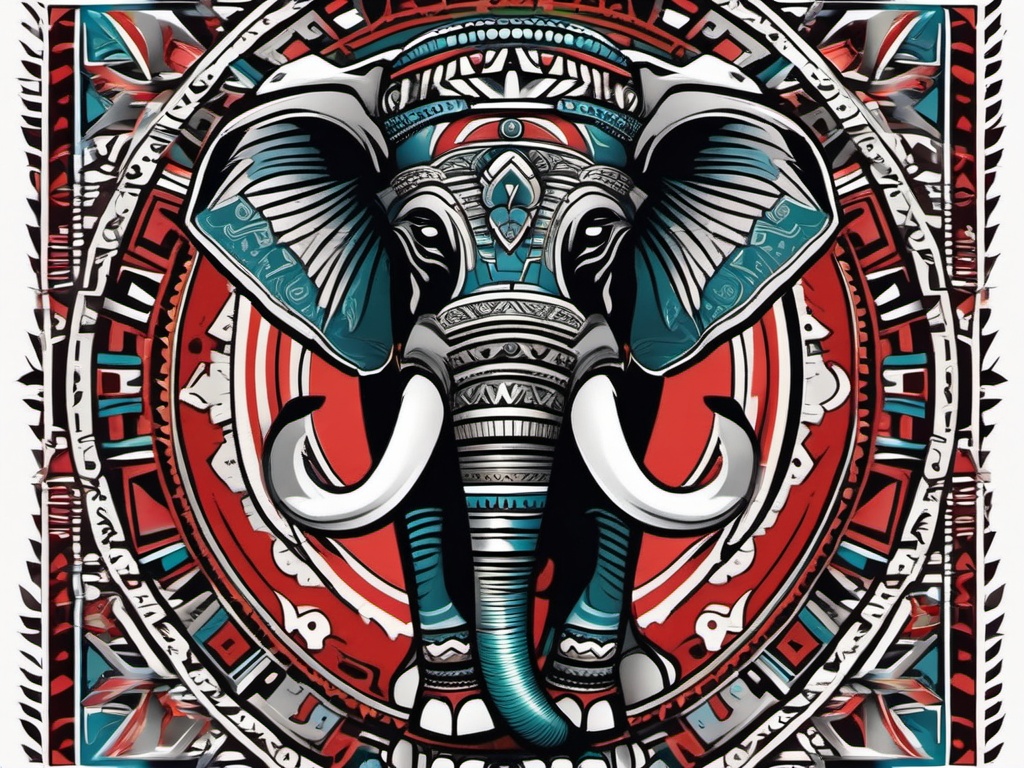 aztec elephant tattoo  simple vector color tattoo