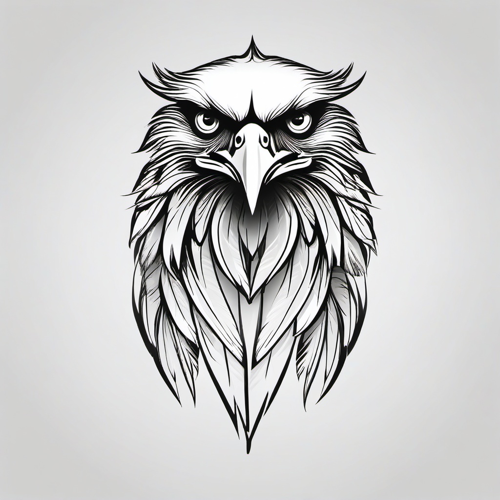 Feather Eagle Tattoo - Eagle-associated feather design.  simple vector tattoo,minimalist,white background