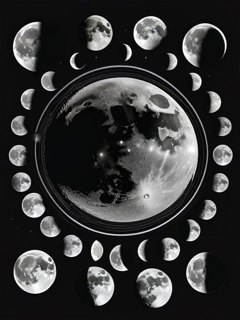 Moon clipart - moon phases illustrated in a circle  