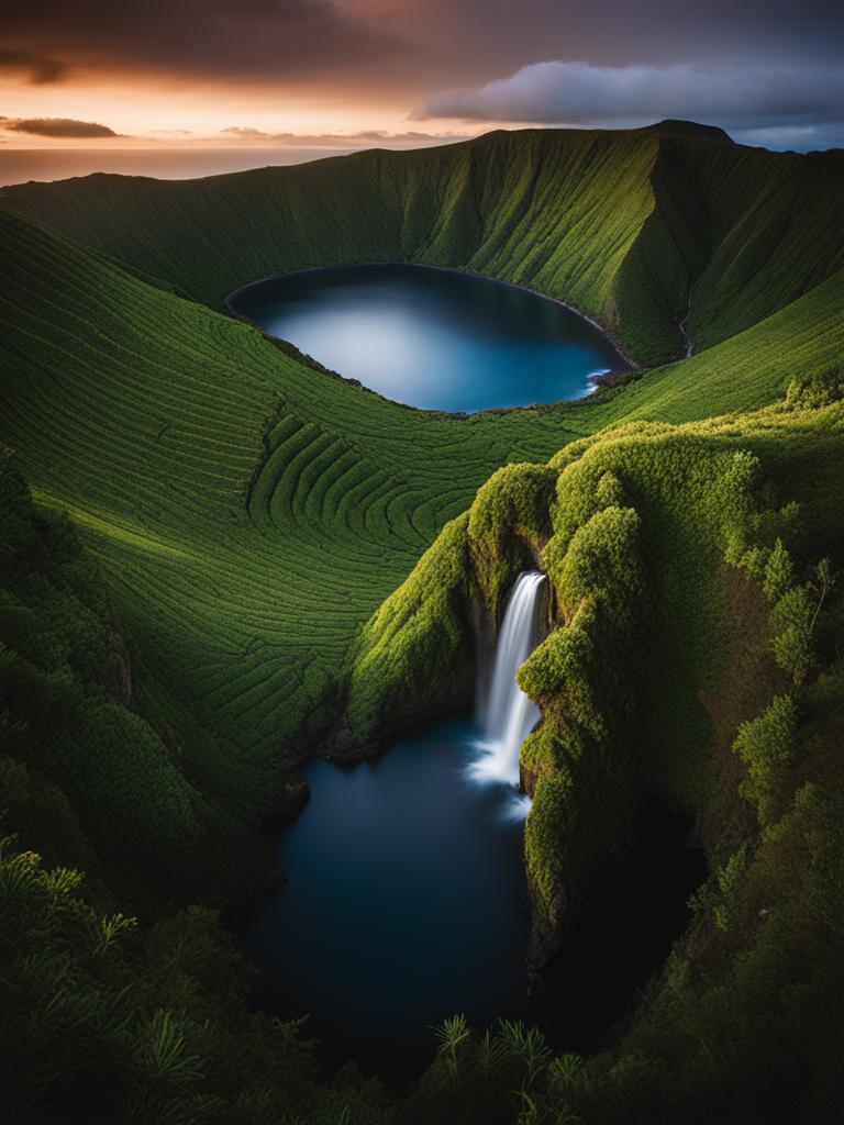 the azores, portugal - capture the volcanic landscapes and lush greenery of the azores archipelago under the milky way. 