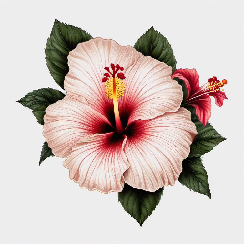 Hibiscus Flower Tattoo Small - Embrace subtlety with a small hibiscus flower tattoo, featuring delicate details and vibrant colors in a compact design.  simple color tattoo, minimal, white background