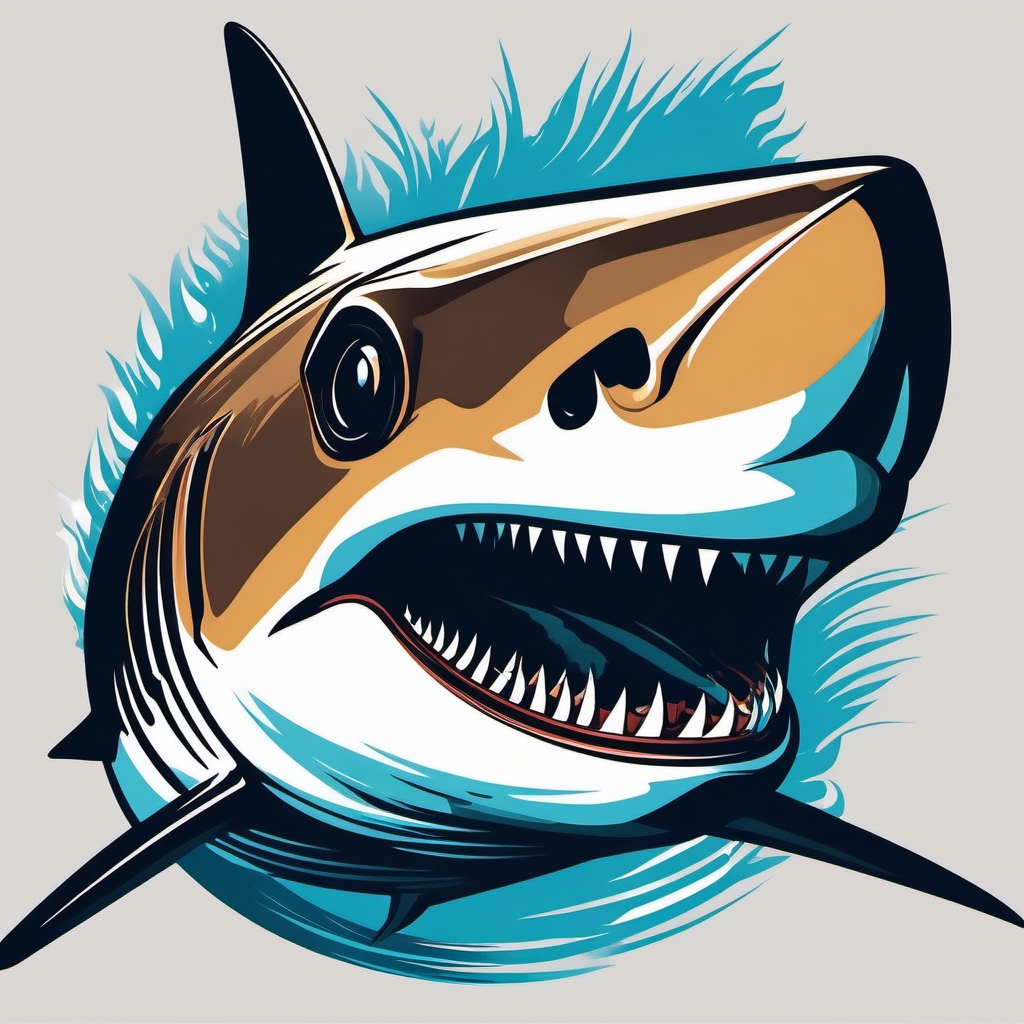 Shark Head - An up-close view emphasizing the powerful jaws and head of a shark.  color vector clipart