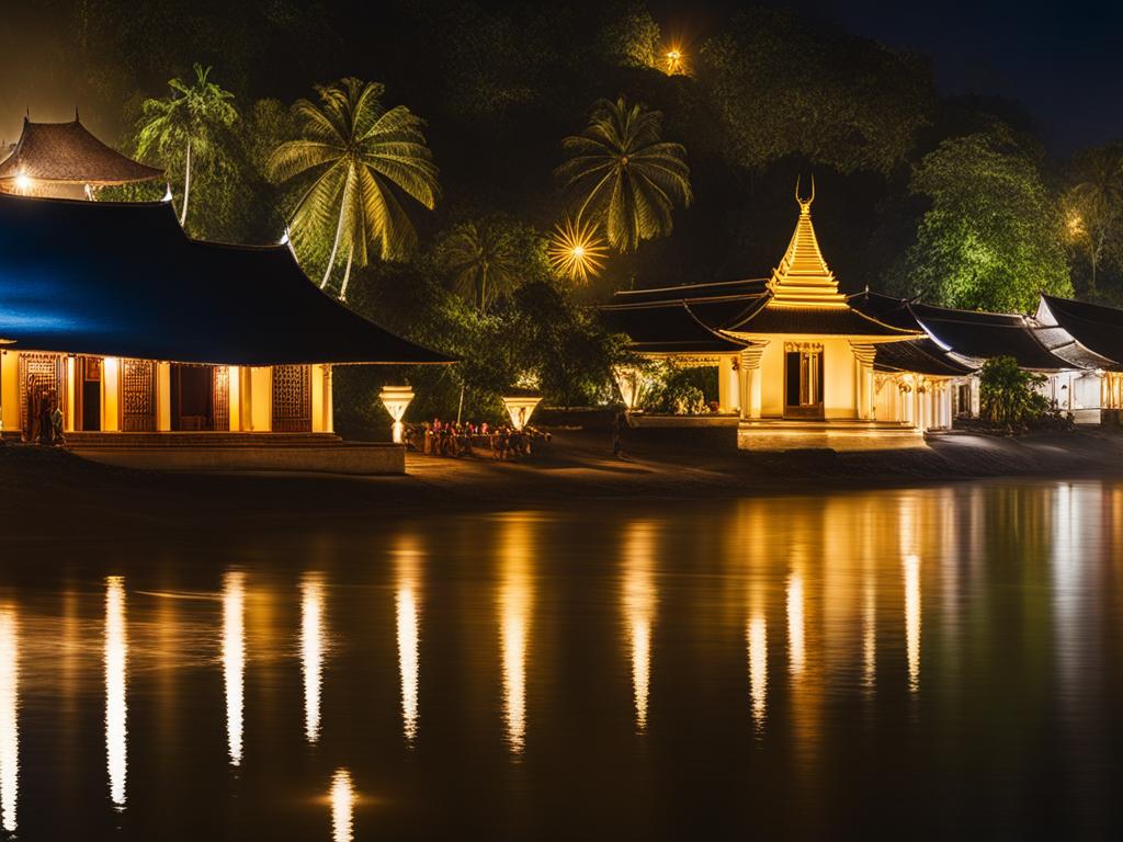 luang prabang, laos - imagine the serene beauty of luang prabang, with its temples and traditional houses illuminated by candlelight along the mekong river. 