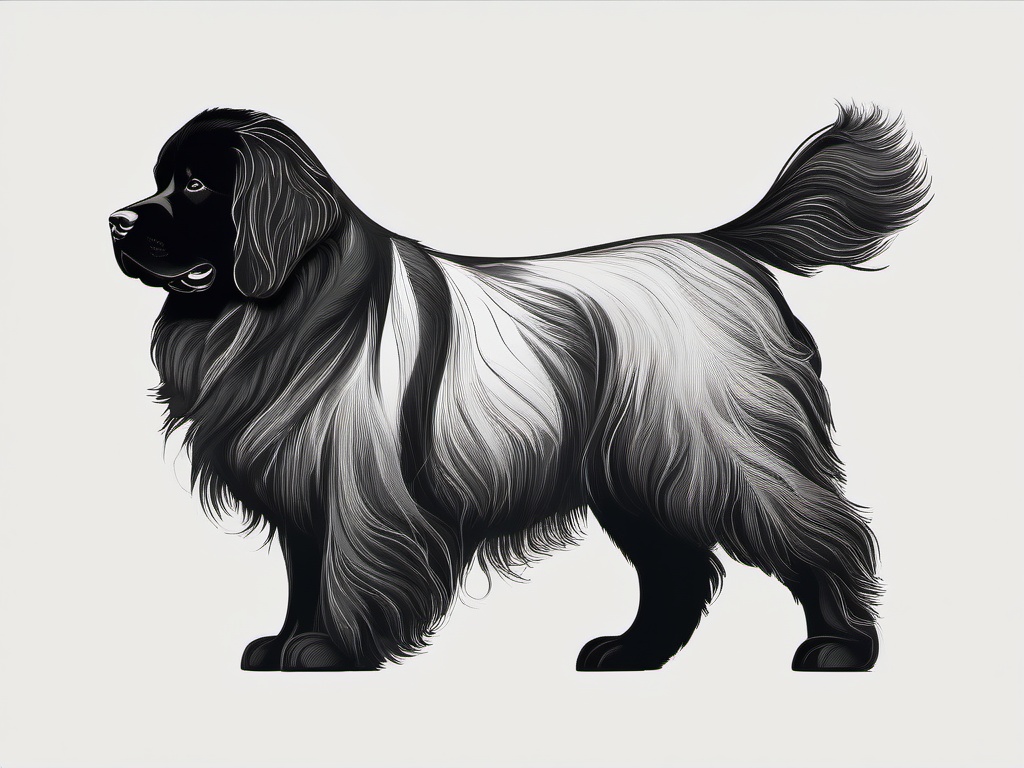 drawing of a Newfoundland dog  minimal rough sketch scribbles,doodles,black and white