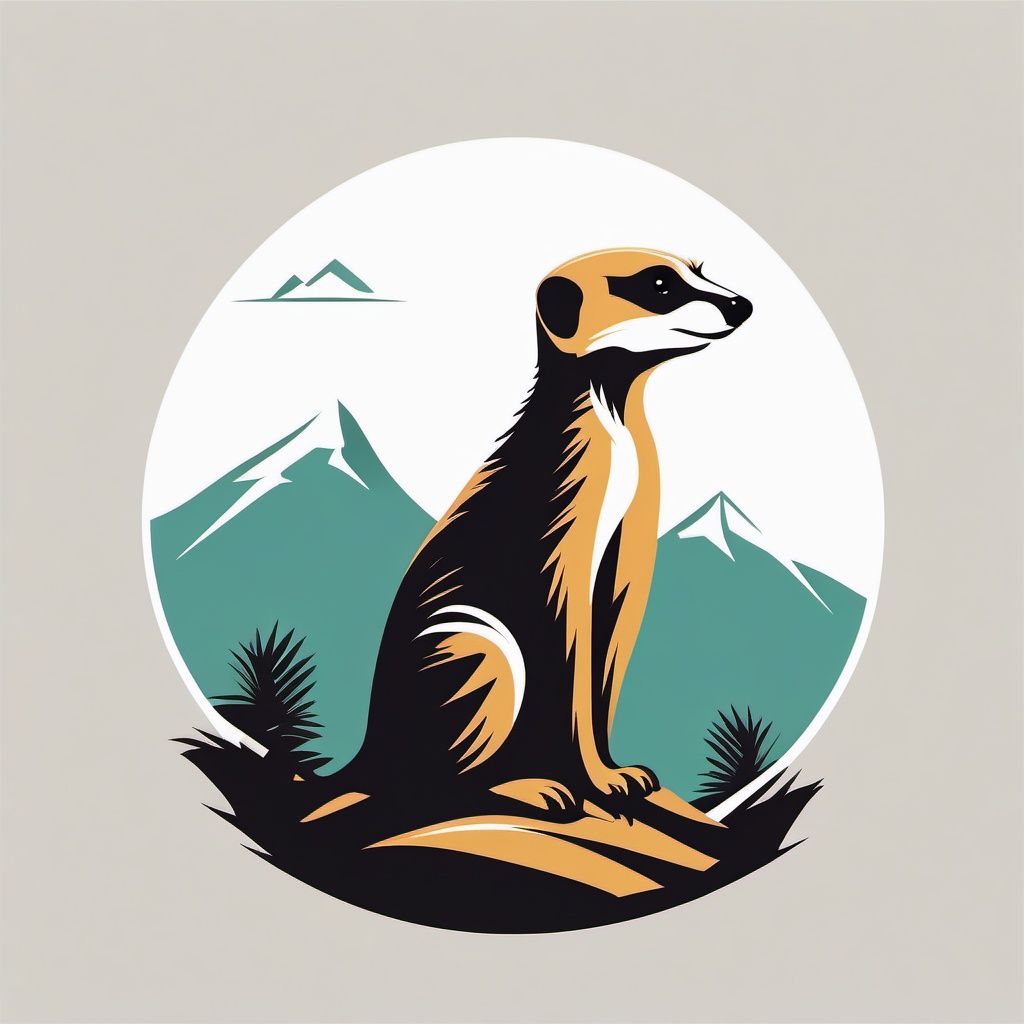 Mountain Meerkats  minimalist design, white background, professional color logo vector art