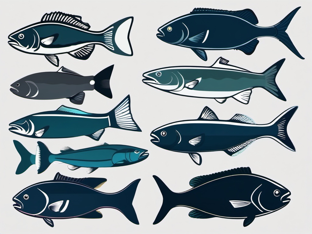 Tilefish Clipart - Tilefish in the deep-sea darkness , minimal, 2d