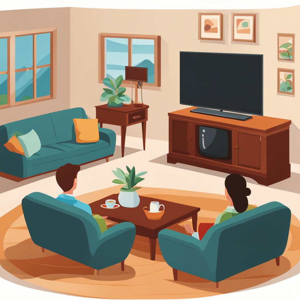 tv clipart: entertaining in a cozy living room. 